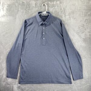 Criquet Shirt men's XL Polo Long Sleeve Pima Cotton Blend Gray Striped Pullover